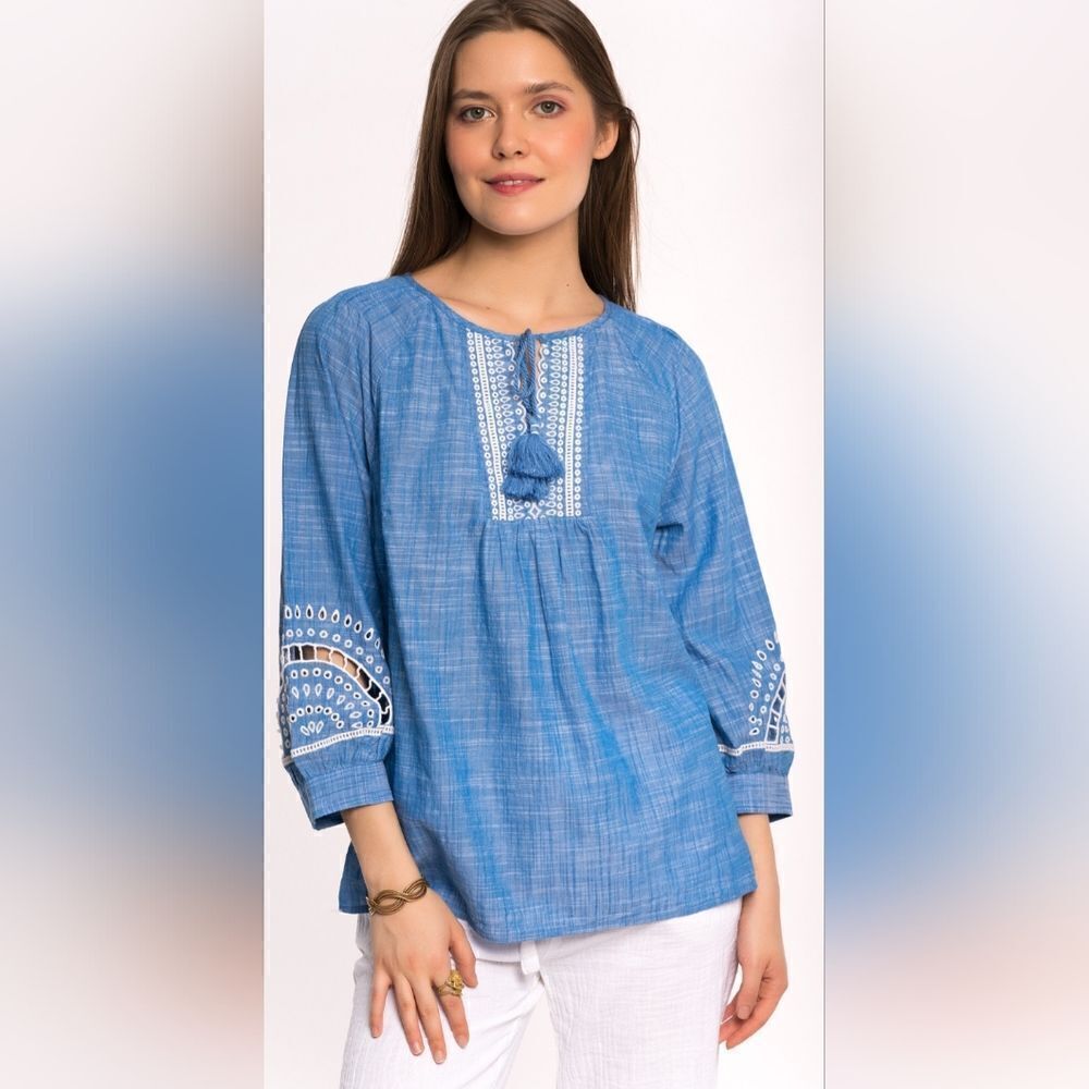 Talbots Women's Blouse With Embroidery size S